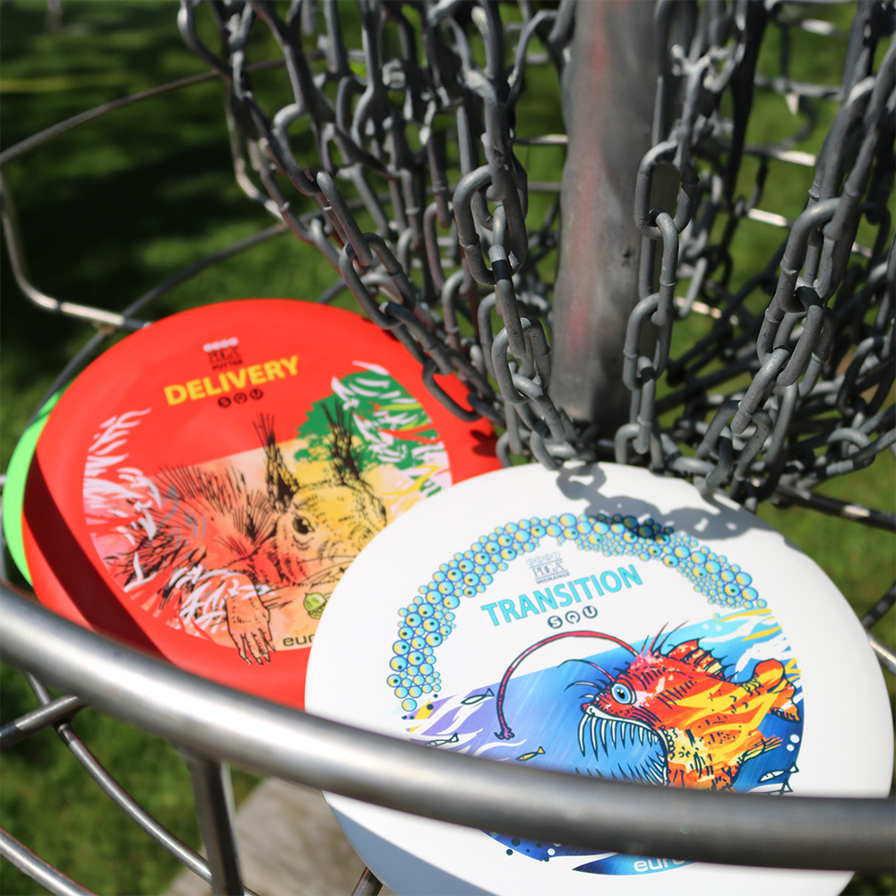 eurodisc® Disc Golf Beginner Set 3 Discs, Design: Animals, red- white- green