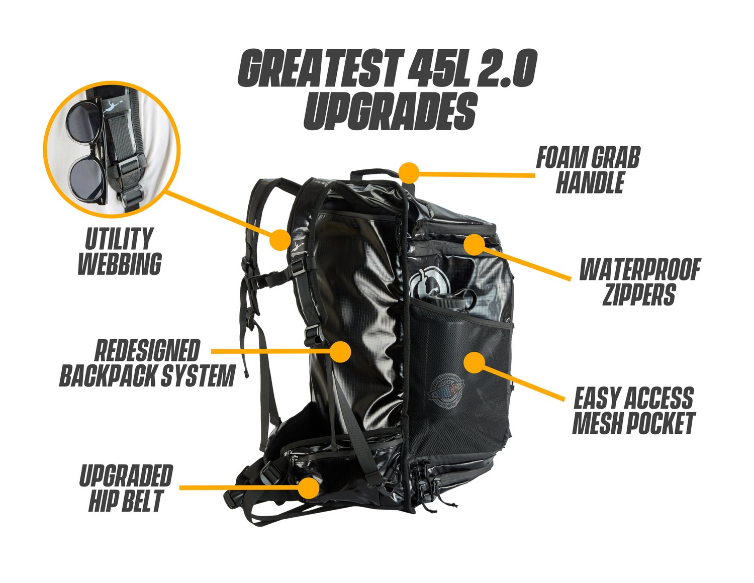 Greatest Bag Ultimate black with Highlights yellow/ SIZE: 45 L